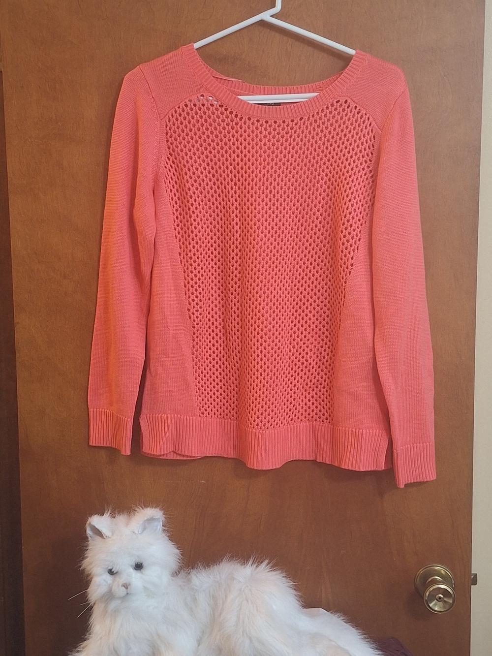 Apt. 9 Coral Open-Weave Crewneck Sweater
